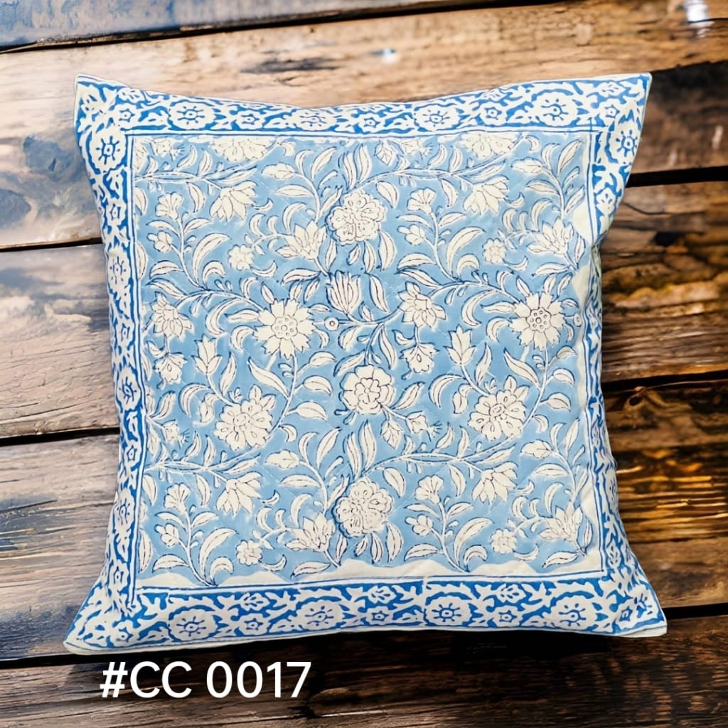 HANDBLOCK Printed Quilted Cushion Covers | 5 Pcs Set