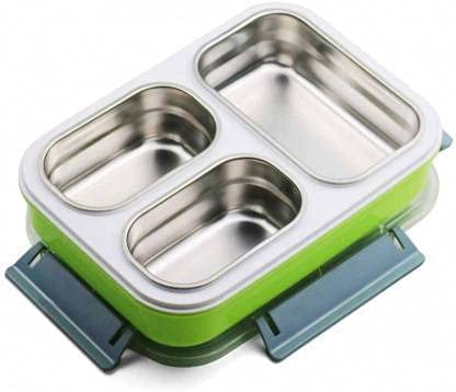 100% Leak Proof 3 Compartment lunch box | Stainless Steel Lunch Box For Adult & Kids | 1000ML