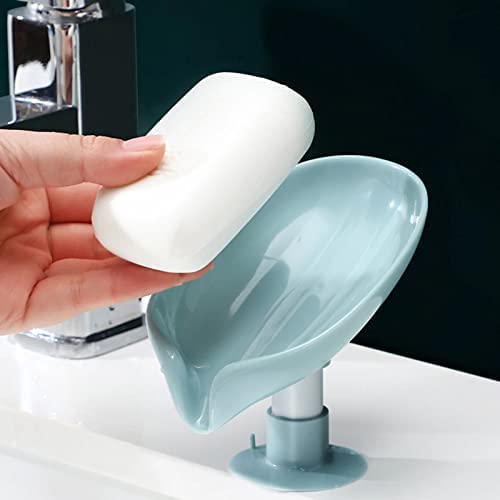 Leaf Shape Self Draining Soap Holder | With Suction Cup Stand | 2 Pcs