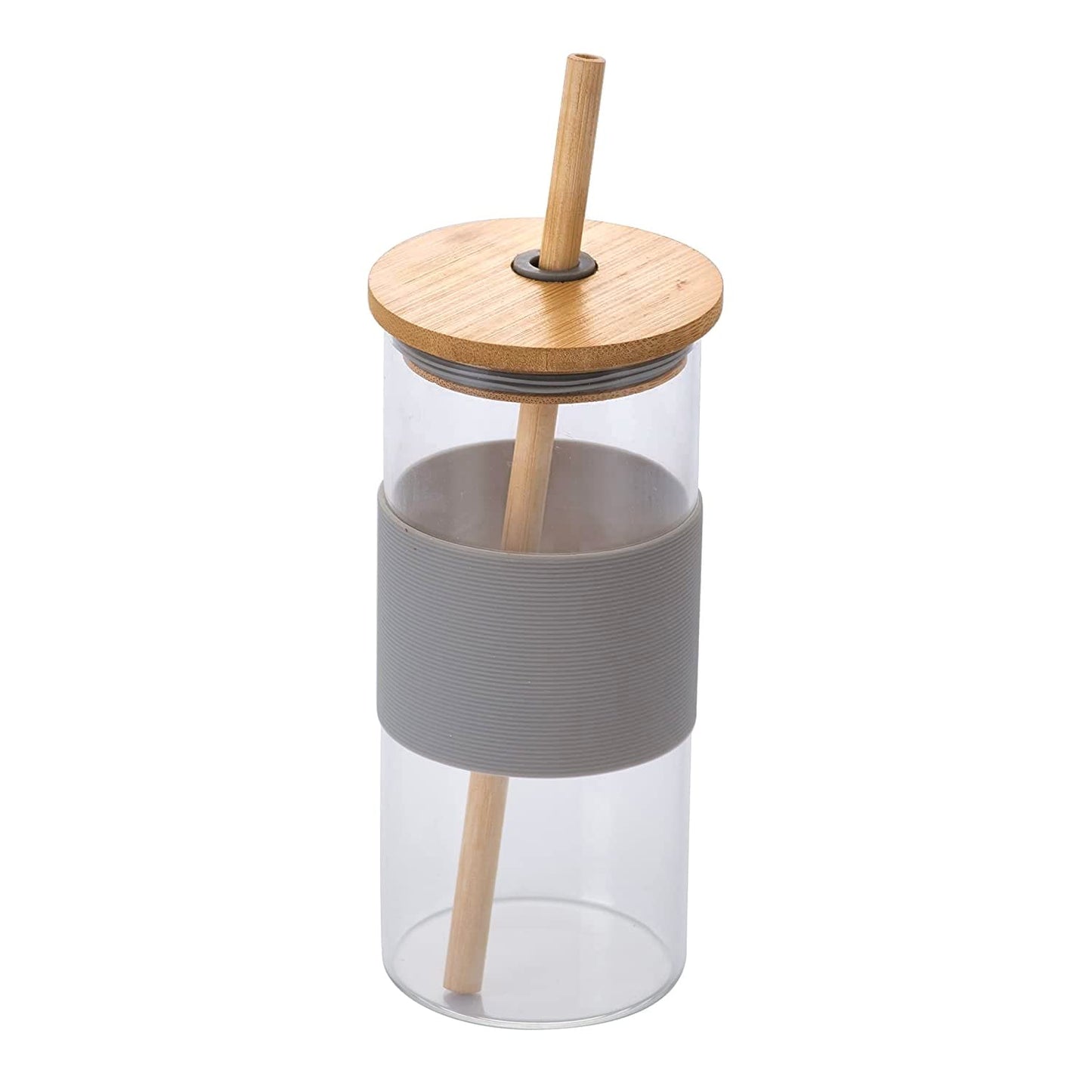 Glass Tumbler | Wooden Lid & Straw | Silicone Sleeve | 400ML | Multicolor