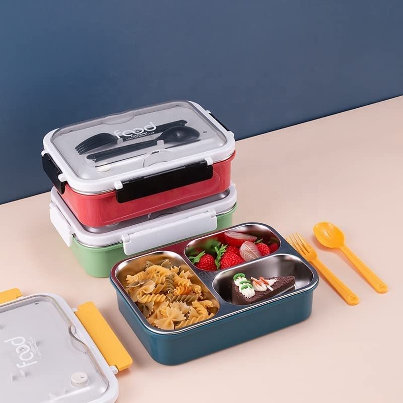 100% Leak Proof Stainless Steel Lunch Boxes | 3 Compartments | Tiffin Box for Kids and Adults | With Seal For Each Compartment