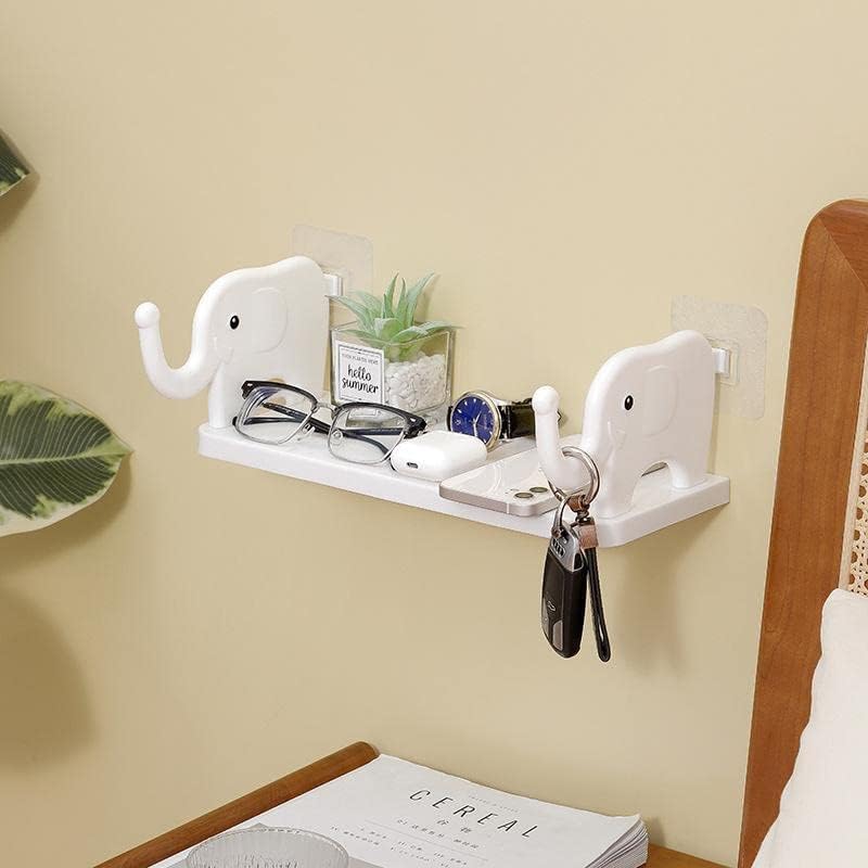 Elephant-Inspired Wall Hanging Bathroom Storage: Stylish Floating Shelf and Hook Rack for Home Office Organization