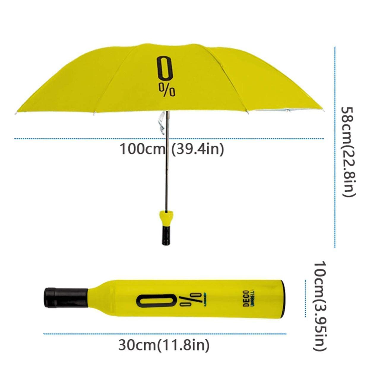 0% Bottle Shaped Umbrella | Compact Size | Rain and UV Light Protector | 2 Folds | Multicolor