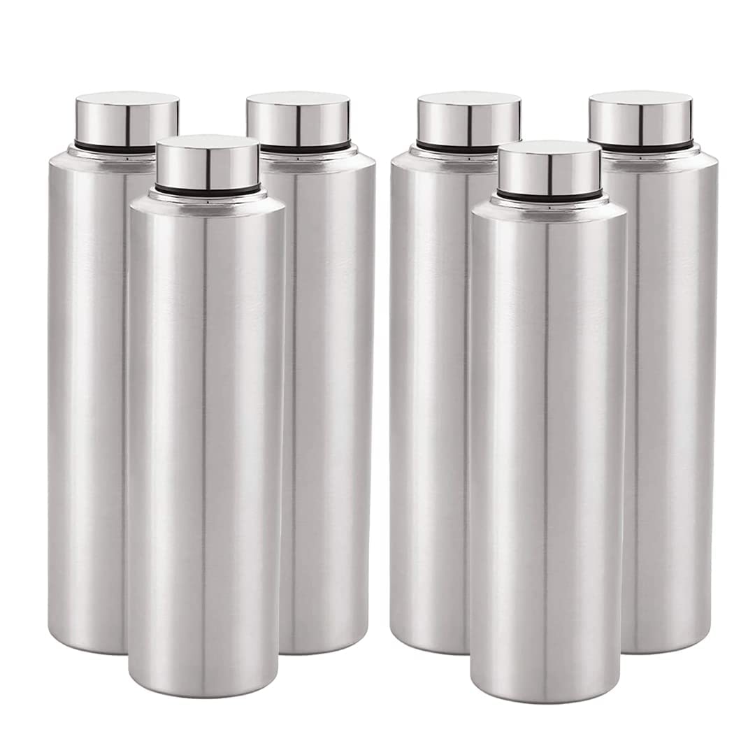 Stainless Steel Water Bottle | 1000 ML | Pack Of 6 | Leak Proof