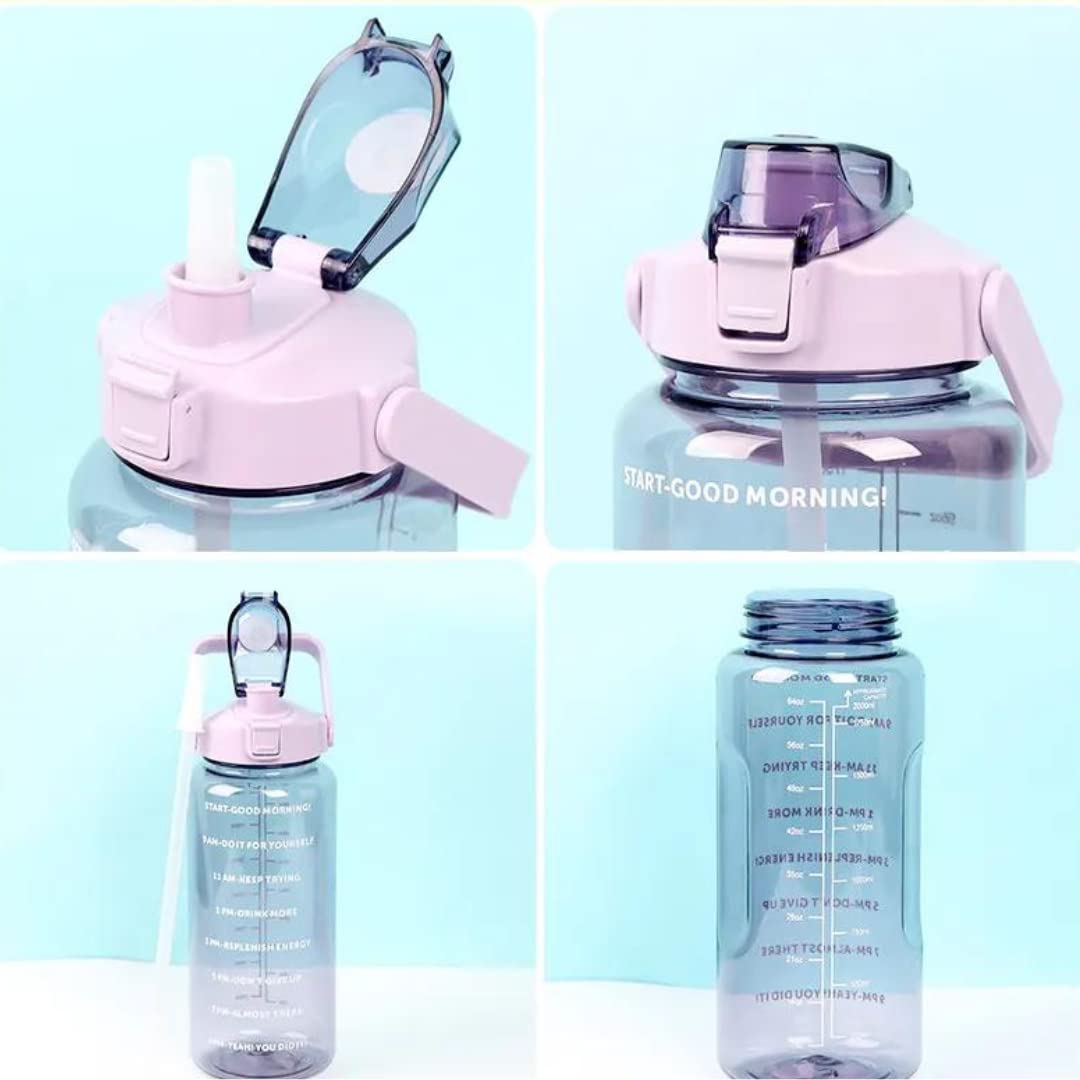 Motivational Water Bottle 2 Litre | Transparent | Solid Colors