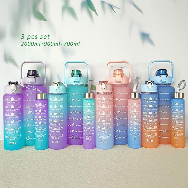 Motivational Water bottle | Sports Water bottle | Set Of 3 | 2000+900+300 ML (BPA Free)