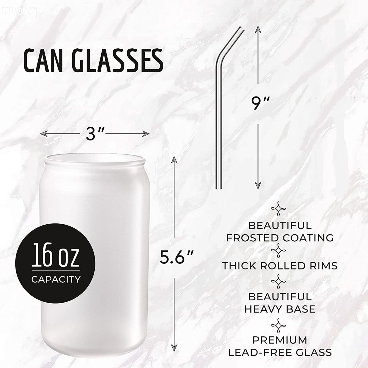 Glass Can With lid and Straw | Smoothy Jar | Fruit Juice Jar | Beer Mug | Hot and Cold Beverages | 540ML