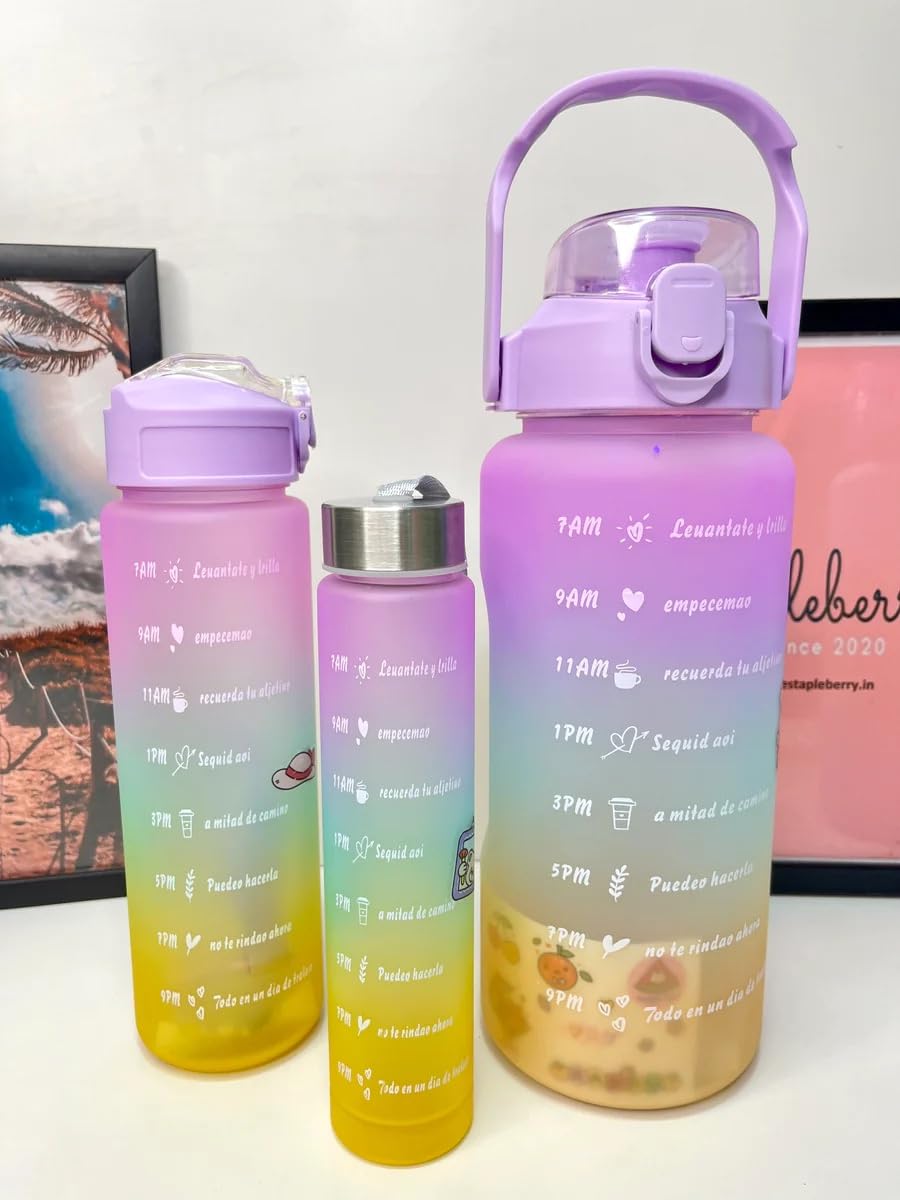 Motivational Water bottle | Sports Water bottle | Set Of 3 | 2000+900+300 ML (BPA Free)