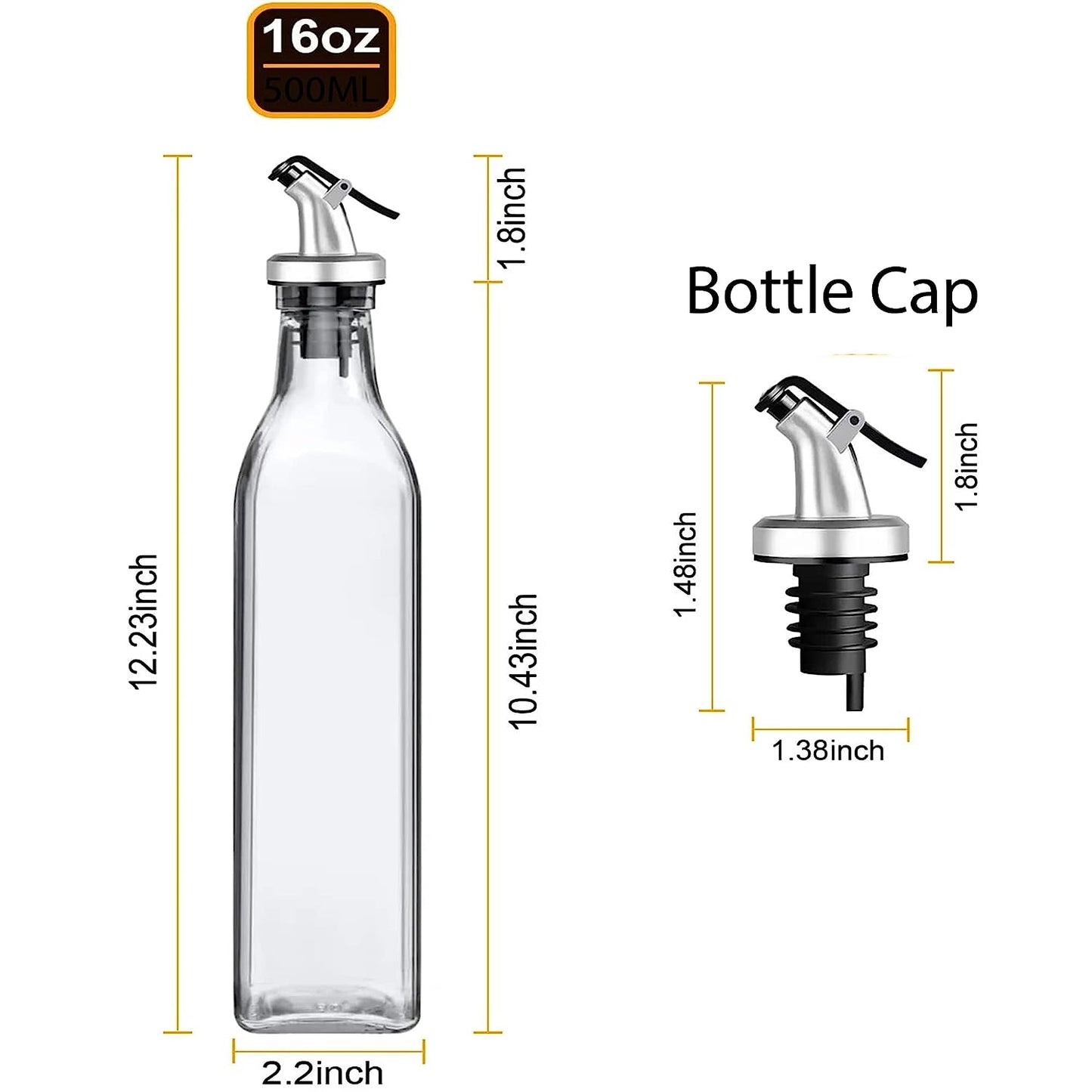 Glass Oil and Vinegar Dispenser | 500ML | Set Of 2