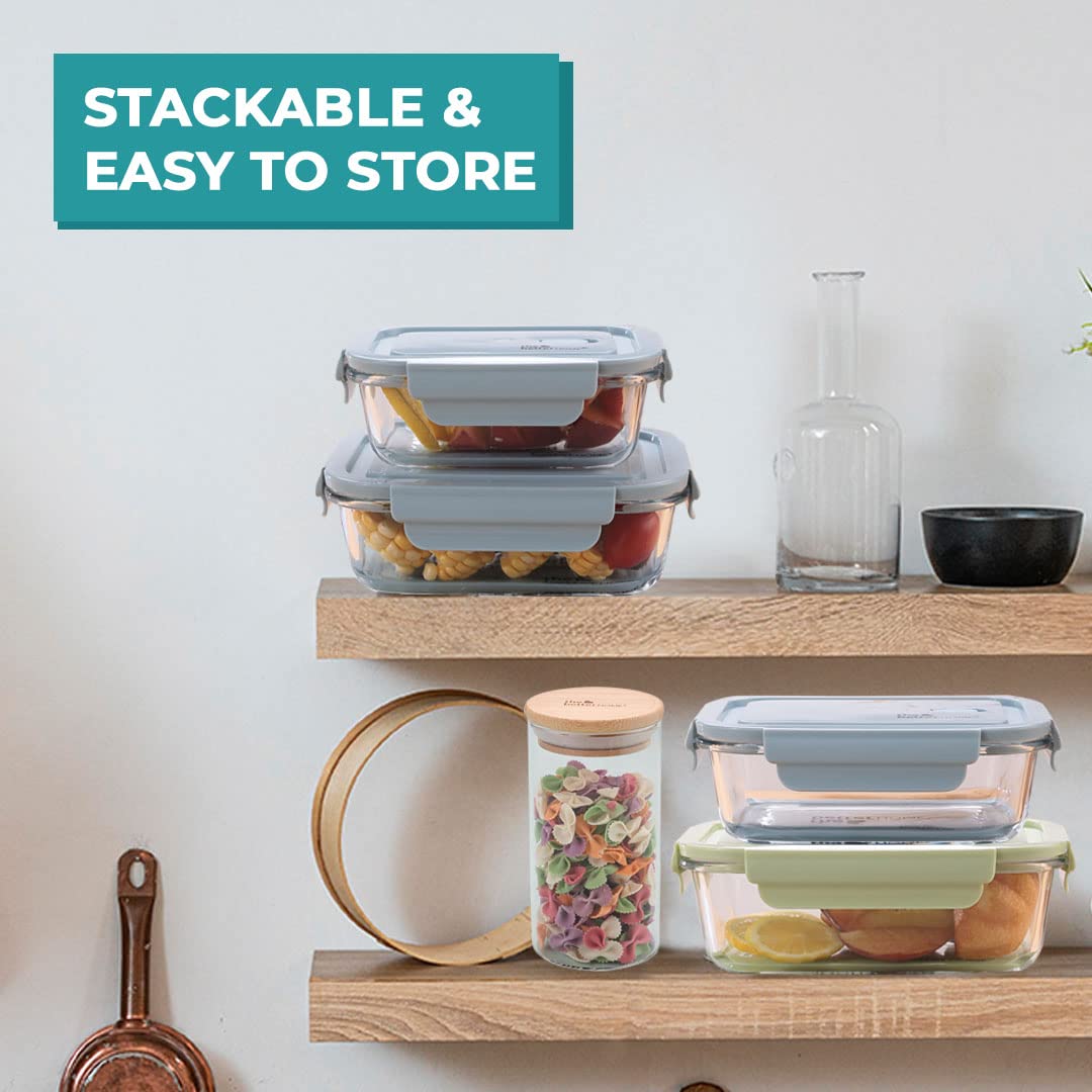 Borosilicate Glass Storage Box | lunch Box | Set Of 3 | 800, 500, 300ML