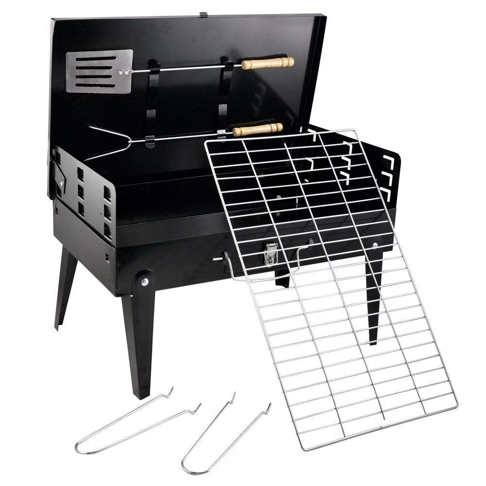 Foldable Briefcase Style Charcoal Grill | Barbeque Grill | Outdoor Charcoal Grill | Garden Grill | 5 Litres