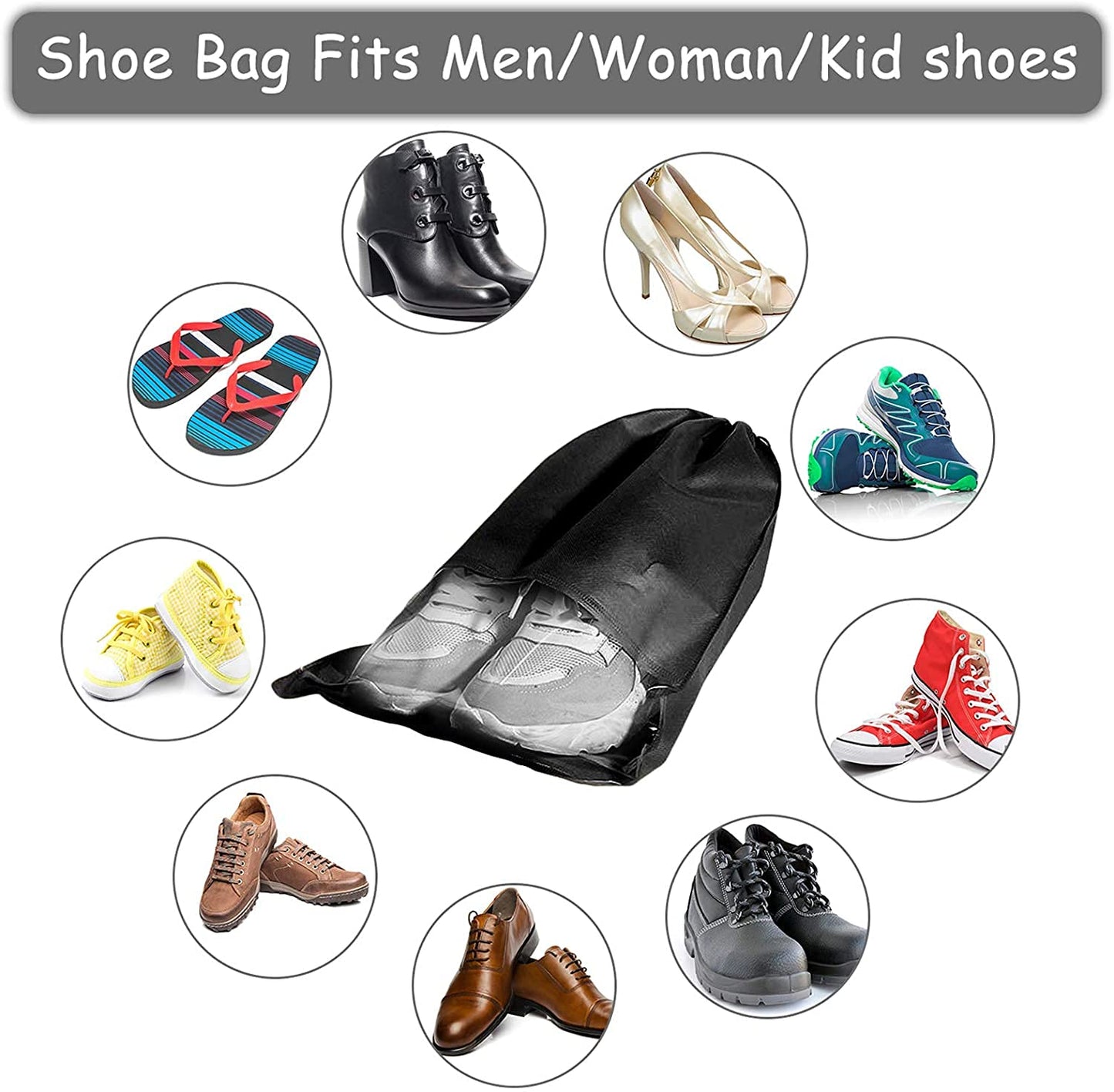 Portable Shoe Pouch for Travelling  | Pack Of 6 | Polyester