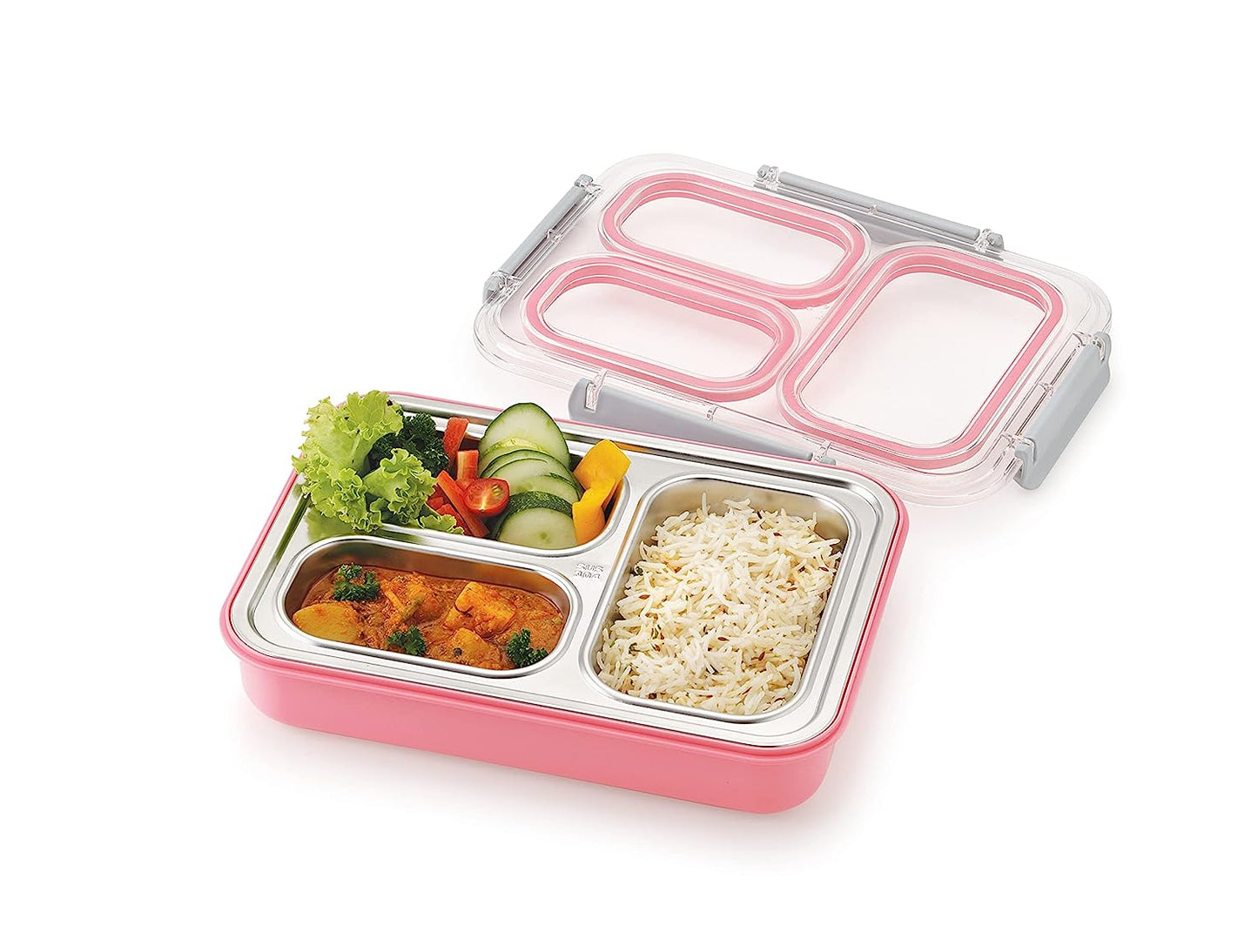 100% Leak Proof 3 Compartment lunch box | Stainless Steel Lunch Box For Adult & Kids | 1000ML