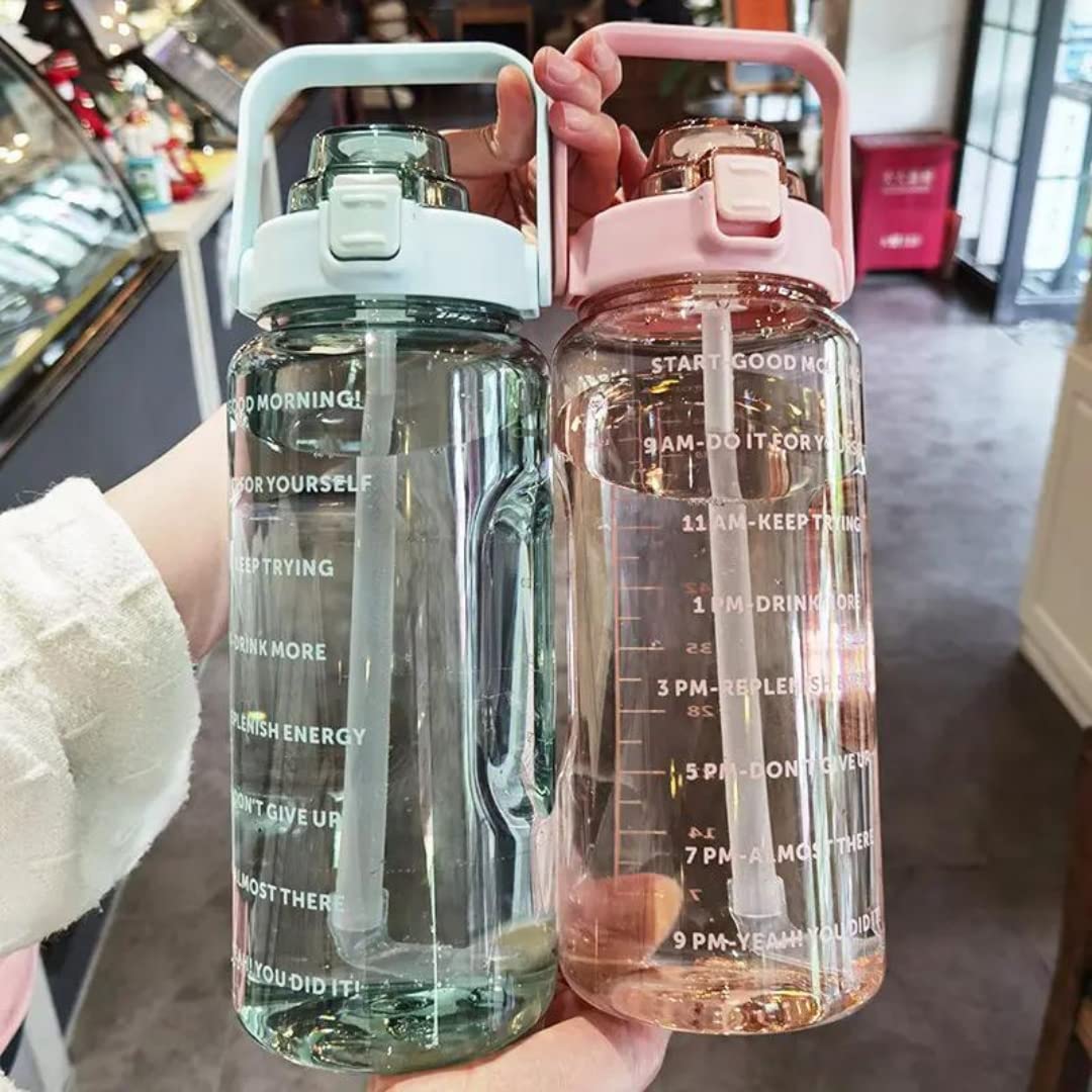 Motivational Water Bottle 2 Litre | Transparent | Solid Colors