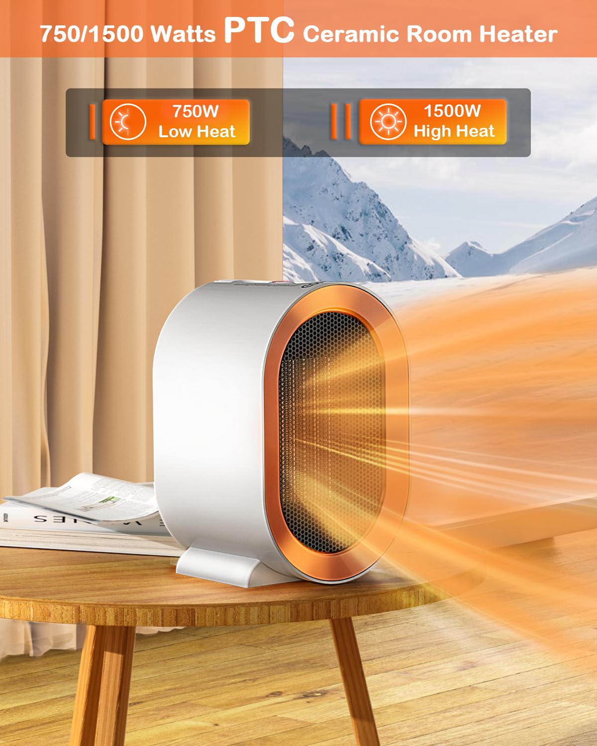 Ceramic Room Heater | 750/1500 Watts | Instant Heat | 2 Setting