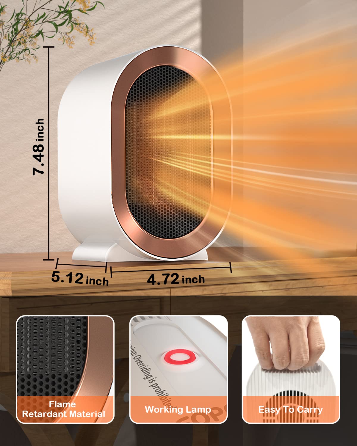 Ceramic Room Heater | 750/1500 Watts | Instant Heat | 2 Setting