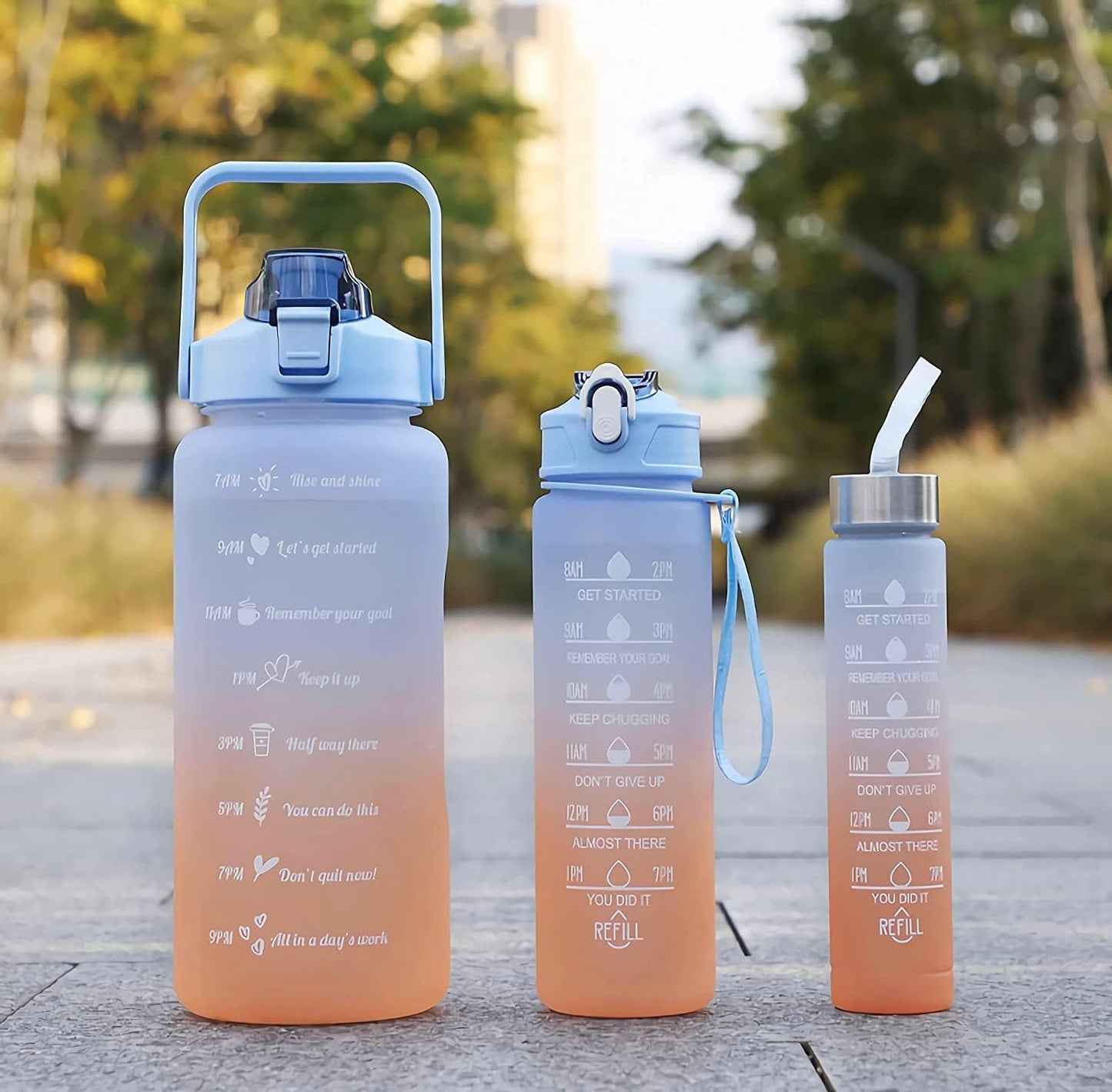 Motivational Water bottle | Sports Water bottle | Set Of 3 | 2000+900+300 ML (BPA Free)