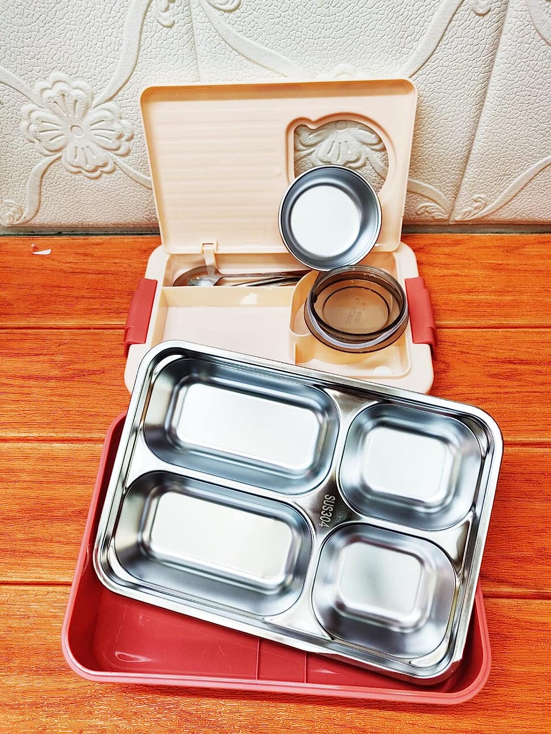 Jumbo Bento Lunch Box | 1100 ML + 150 ML | Stainless Steel Large Size Lunch Box