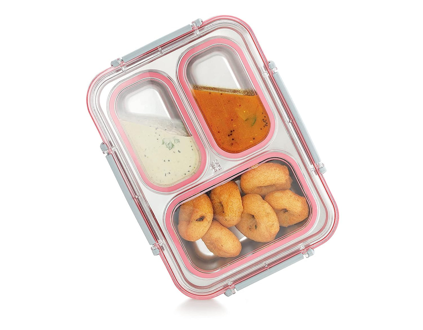 100% Leak Proof 3 Compartment lunch box | Stainless Steel Lunch Box For Adult & Kids | 1000ML