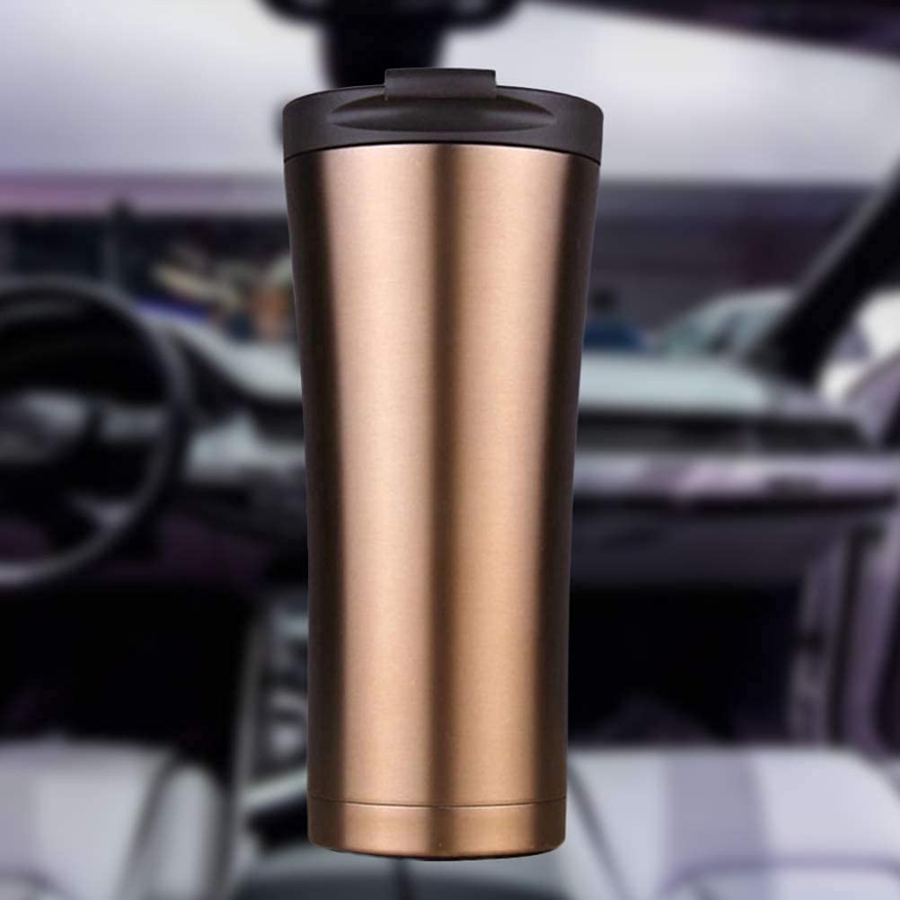 500ml Stainless Steel Tumbler with Lid Double Wall Travel Water Bottle Cup Coffee Mug for Ice and Hot Beverage (Gold, Pack of 2)