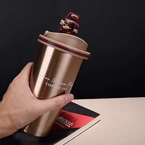 Coffee Tumbler Insulated with Lid Travel Mug Coffee Cup with lid Hot Coffee Mug for Travel (Gold) (Stainless Steel SUS 304)