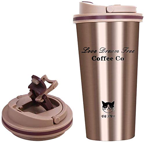 Coffee Tumbler Insulated with Lid Travel Mug Coffee Cup with lid Hot Coffee Mug for Travel (Gold) (Stainless Steel SUS 304)