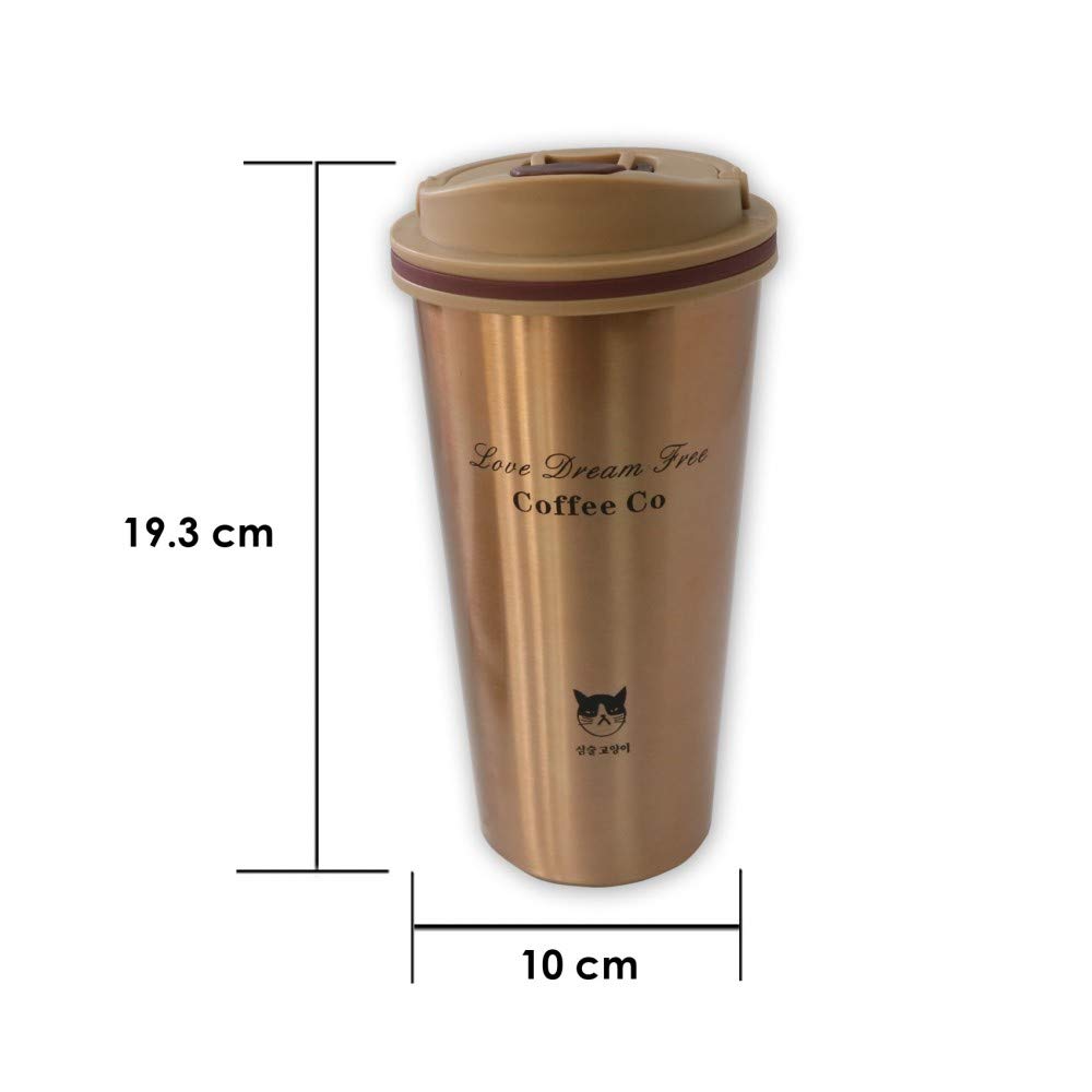 Coffee Tumbler Insulated with Lid Travel Mug Coffee Cup with lid Hot Coffee Mug for Travel (Gold) (Stainless Steel SUS 304)