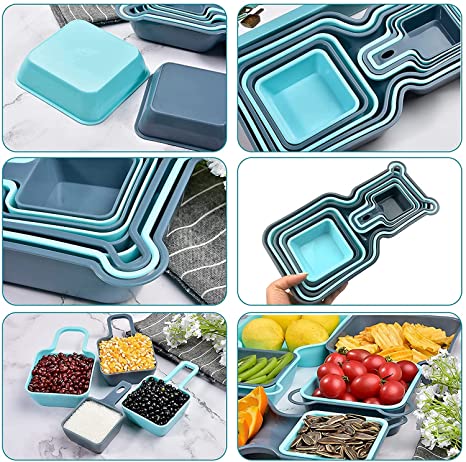 10 Piece Divided Plate and Bowl Set, Snack Tray, Appetizer Tray, Stackable Fruit Tray