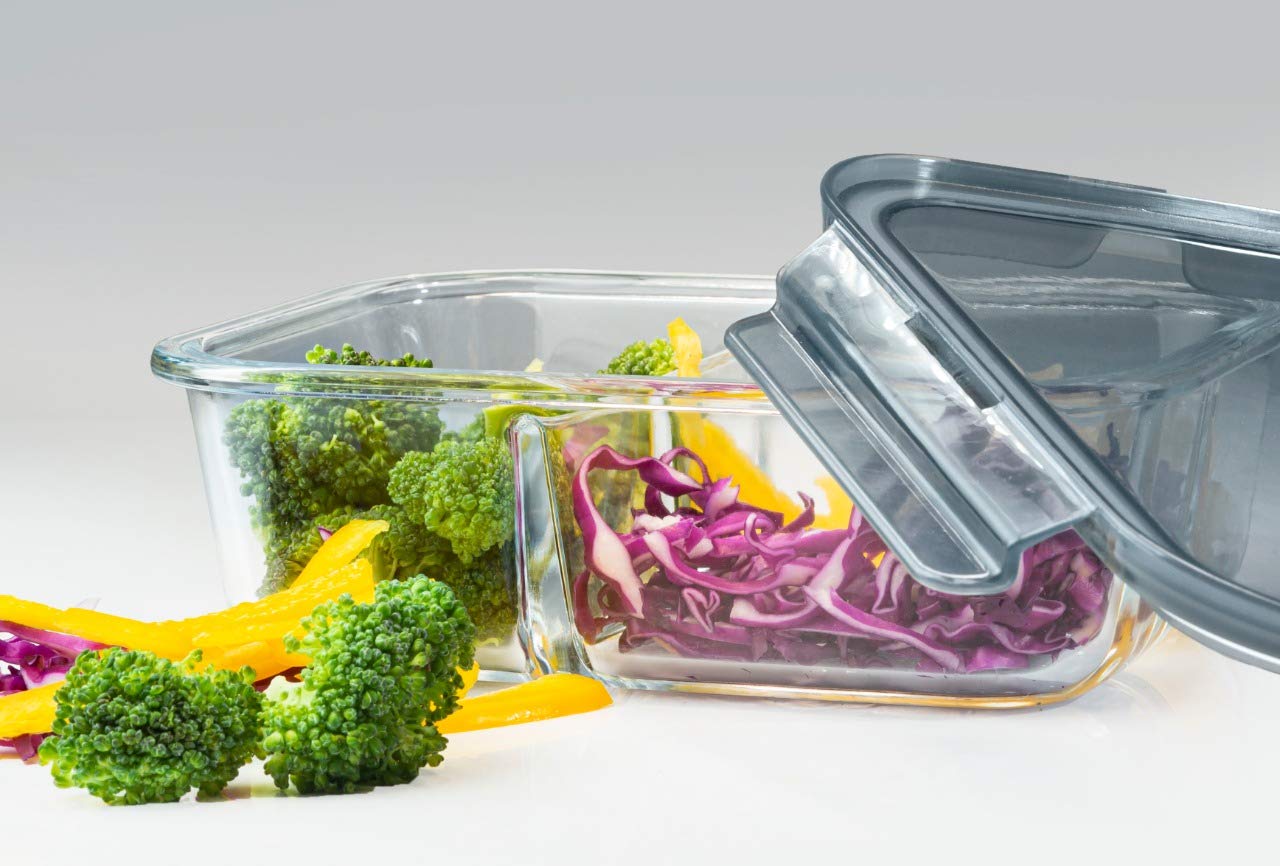 Borosilicate Glass Tiffin | 3 Compartment Food Container | 1000ML | 100% Spill Proof