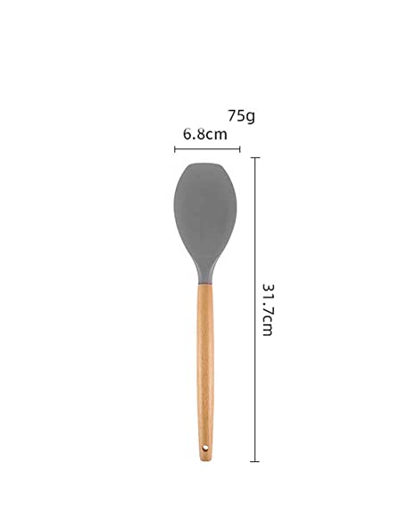 Premium Silicone Spatula - Flexible & Heat Resistant Rubber Spatula - Non-Stick & Non-Scratch Spatula Silicone with Wood Handle (Grey, Pack of 2)