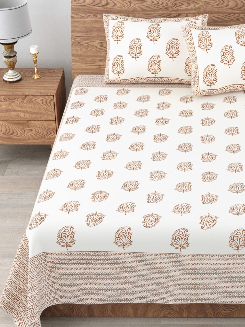 Handlook Screen Print Double Bedsheets | Free 2 pillow covers | By The Bed Stories