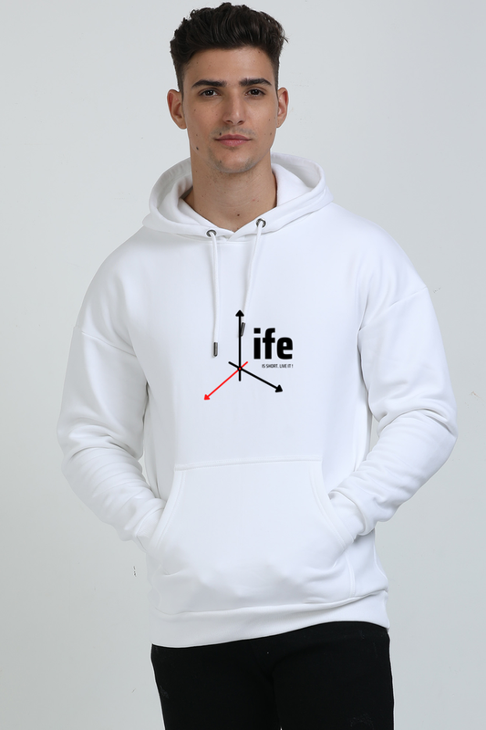 Men Oversized Sweatshirt hoodie - Life is Short, Live It | Light Color