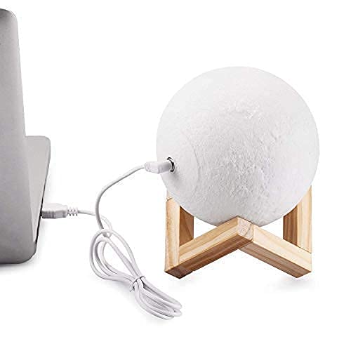 3D Moon Table Lamp With Wooden Stand