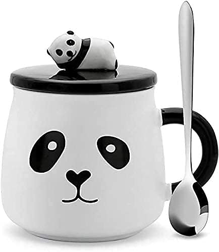 Premium Ceramic Panda Cup With Lid and Spoon