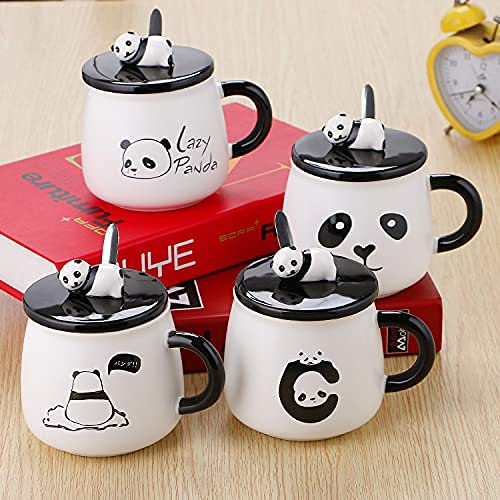 Premium Ceramic Panda Cup With Lid and Spoon