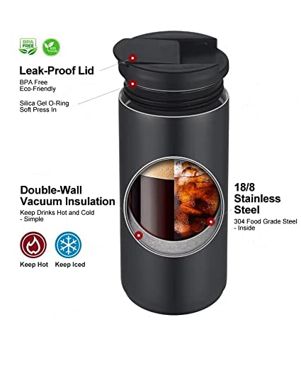 Stainless Steel Double Wall Vacuum Insulated Travel Tea and Coffee Mug Travel Flask Mug 500ML