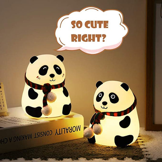 Cute Panda Night Lamp | Kid Safe | Soft Material | Wood Base