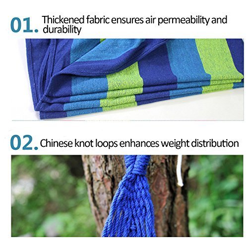 Canvas Fabric Portable Garden Hammocks Striped | With/Without Wooden Curved Strip