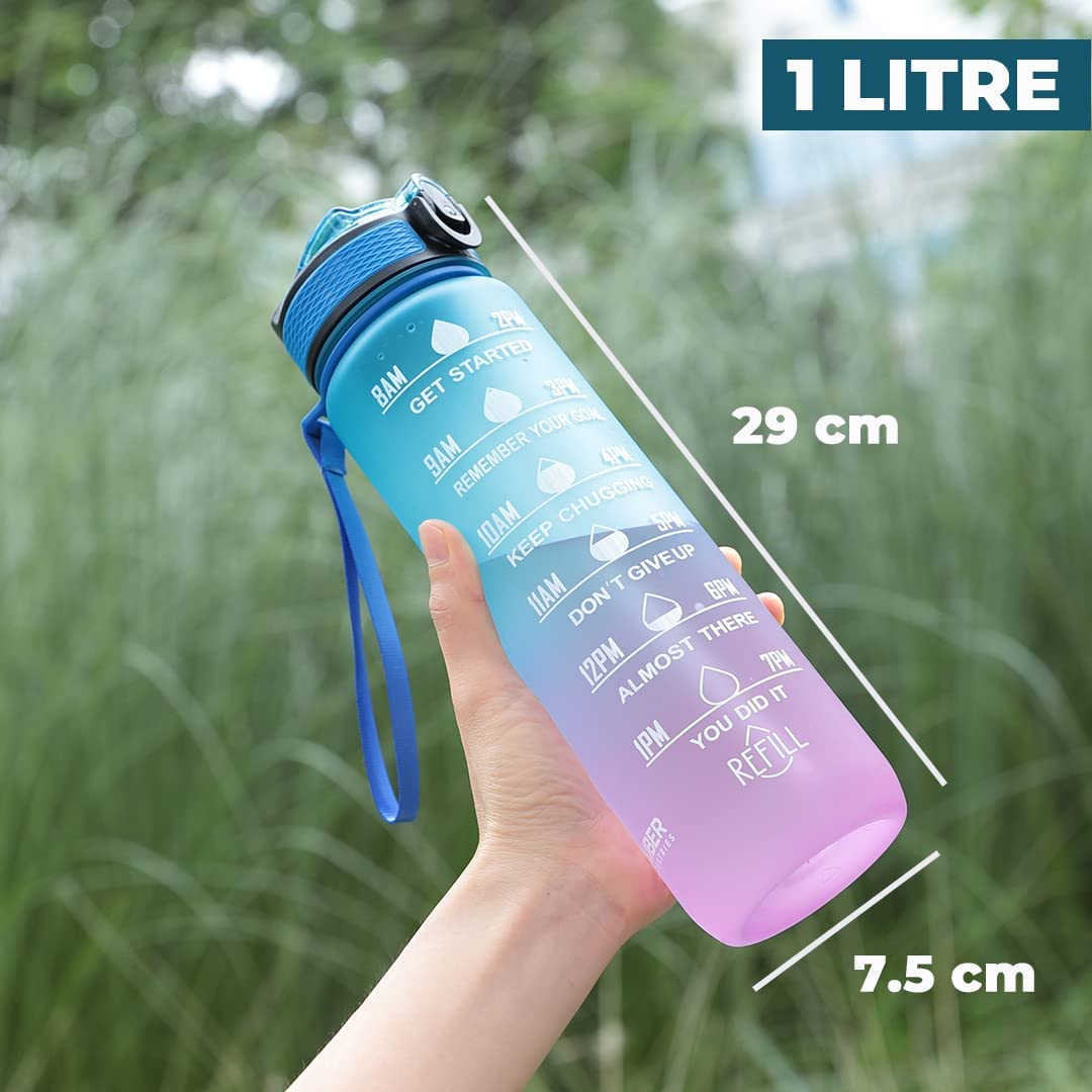 Motivational Water Bottle With Strap (1 Litre) – Trendy Buys Co