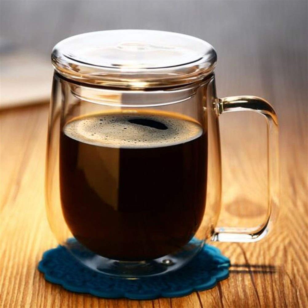 Borosilicate Double Walled Coffee Cup | With Glass Lid