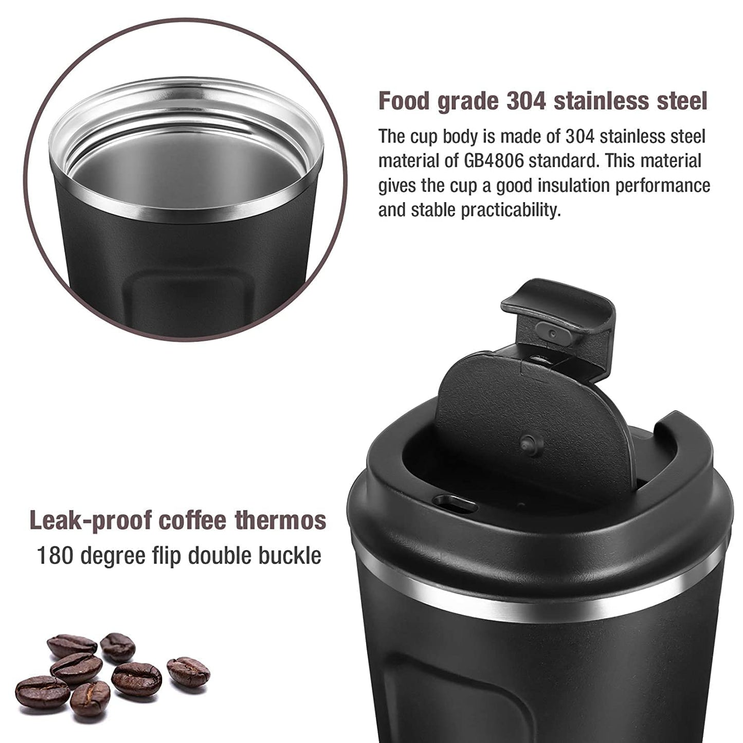 Smart Double Walled Travel Mug | With 360 Degree Leak Proof - 510ML