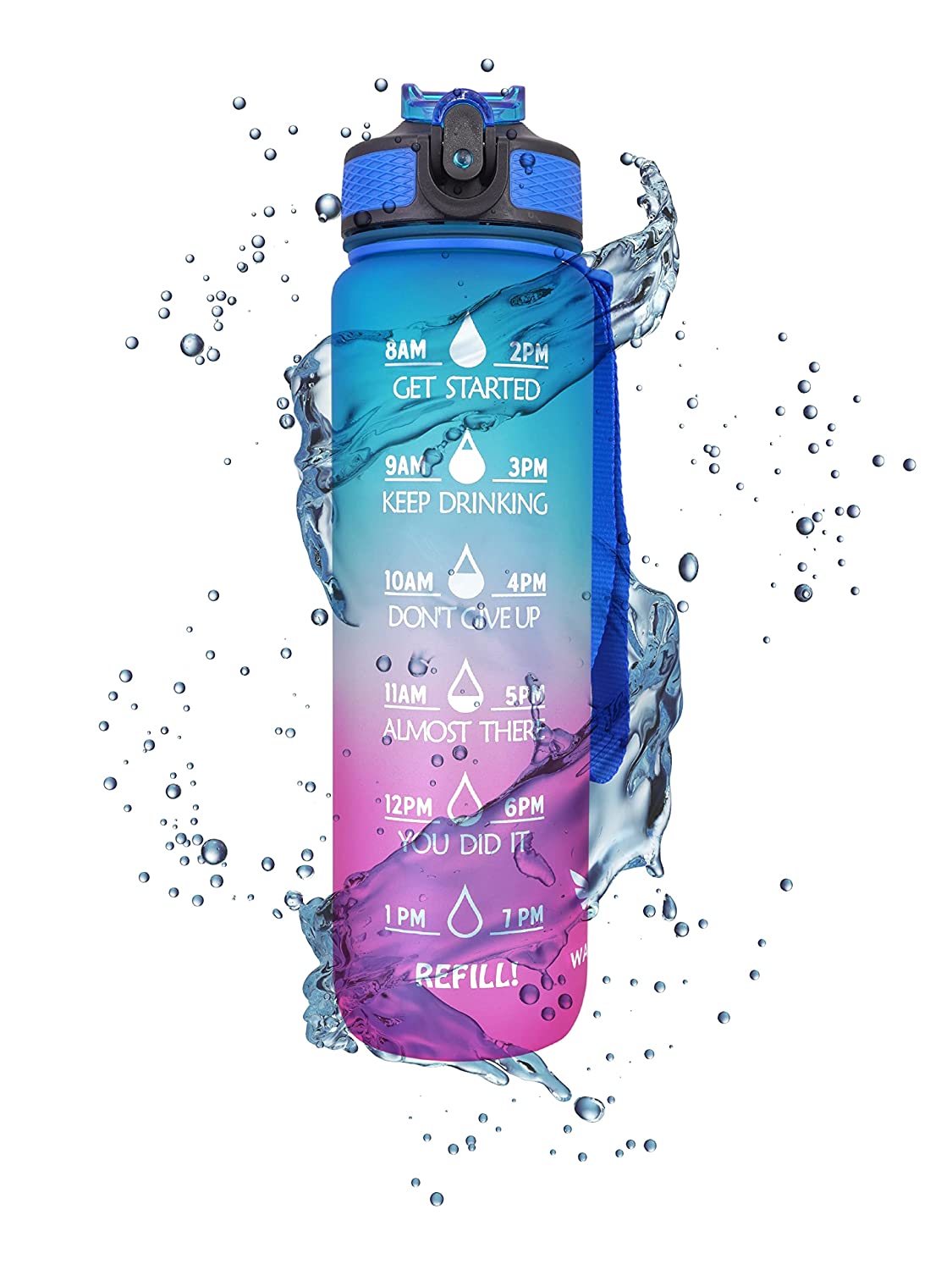 Motivational Water Bottle With Strap (1 Litre)