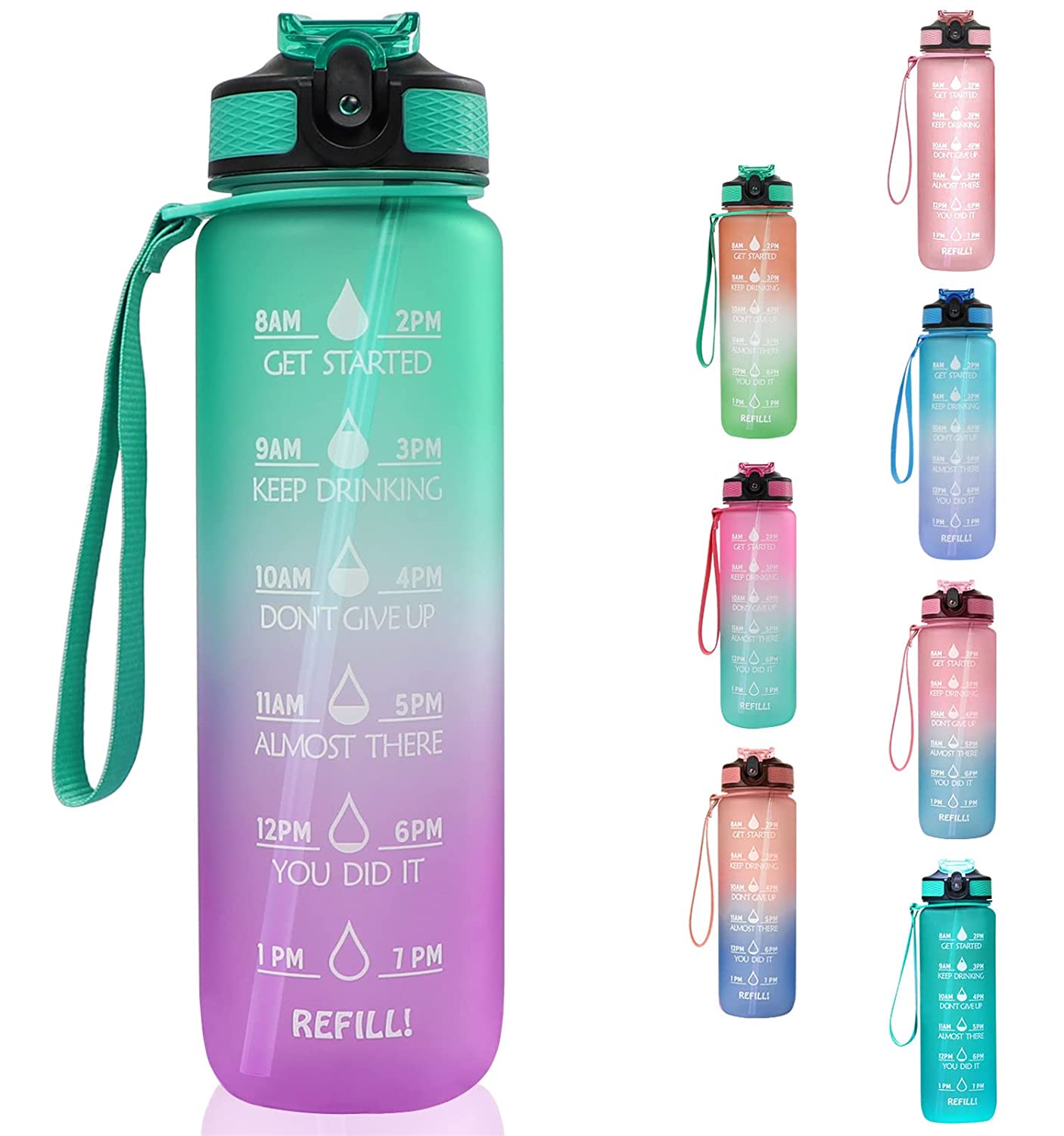 Motivational Water Bottle With Strap (1 Litre)