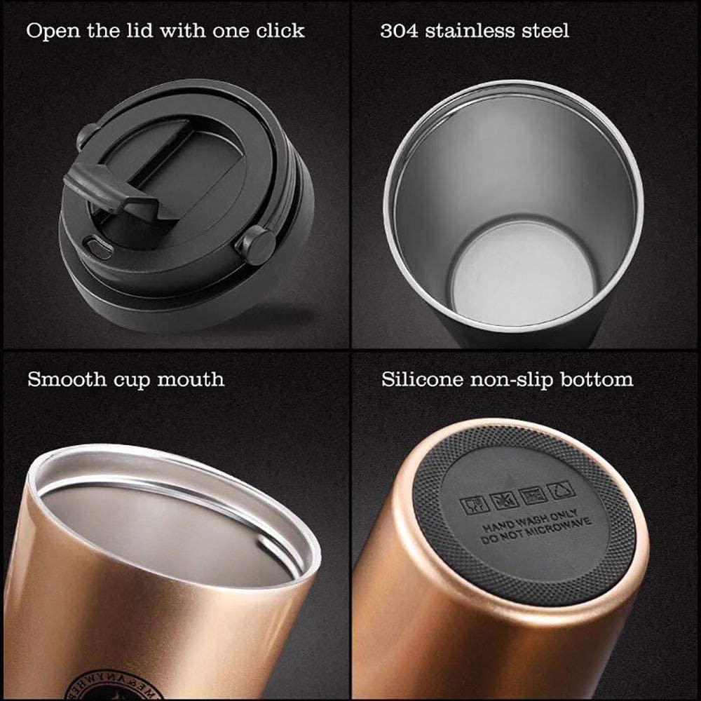 Stainless Steel Vacuum Insulated Travel Mug With Lid And Handle - 480 ML