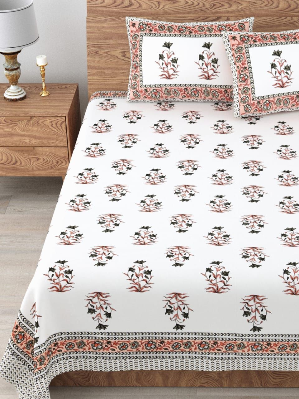 Handlook Screen Print Double Bedsheets | Free 2 pillow covers | By The Bed Stories