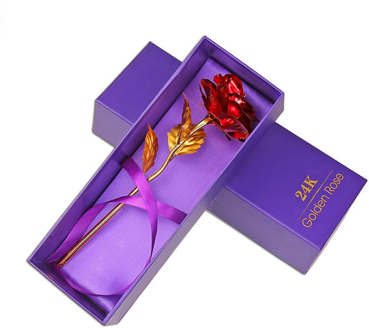 24K Gold plated Red Rose Valentine Day Gift For Loved Ones with Beautiful gift box